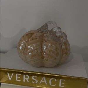 Versace Cream Glass Pumpkin Decor